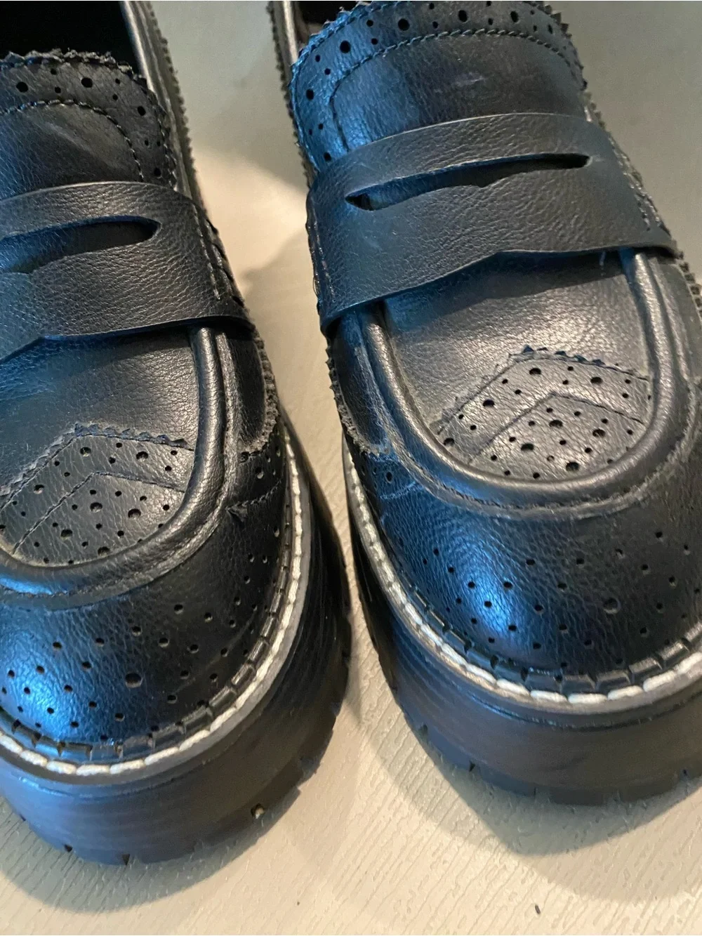 MIA Deena y2k Round Toe Platform Lug Sole Loafers BLACK Size 8.5m